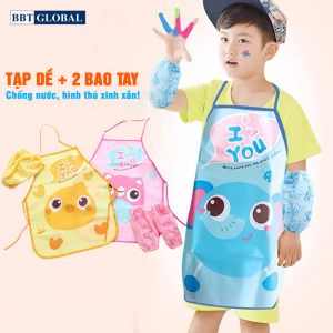 Tạp dề có bao tay cho bé tập ăn dặm, chơi nấu ăn, học vẽ TD01