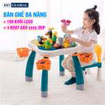 Bộ bàn chơi LEGO đa năng 2 ghế tặng bộ xếp hình 100 chi tiết cỡ lớn 188T-9