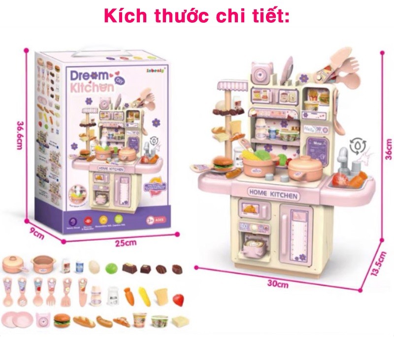 Đồ chơi nhà bếp mô phỏng nấu ăn 33 chi tiết chân thật 36T-4