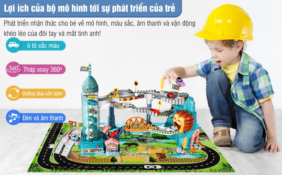 Đồ chơi đường đua kết hợp hầm sư tử và gara xe 5 tầng 5503A