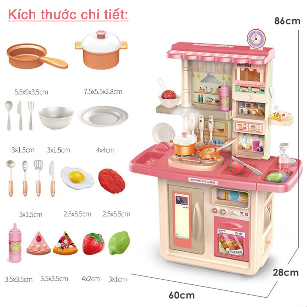 Đồ chơi nhà bếp cỡ lớn 86cm mô phỏng nấu ăn như thật 86T-4