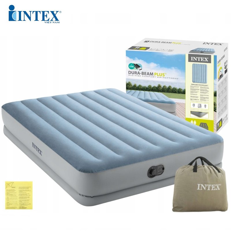 Giường hơi đôi 1m52 cao cấp INTEX 64159 tích hợp bơm điện cổng USB