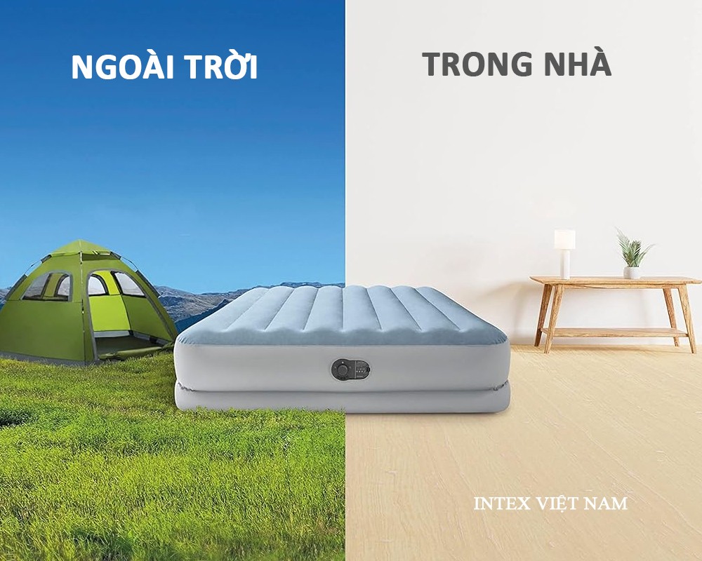 Giường hơi đôi 1m52 cao cấp INTEX 64159 tích hợp bơm điện cổng USB