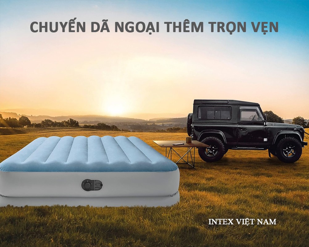 Giường hơi đôi 1m52 cao cấp INTEX 64159 tích hợp bơm điện cổng USB