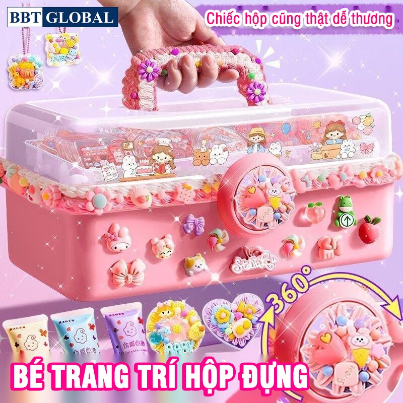 Bộ kem keo dán thẻ Goo hộp 3 tầng, bé tự làm quà tặng người thân 343 chi tiết K-343