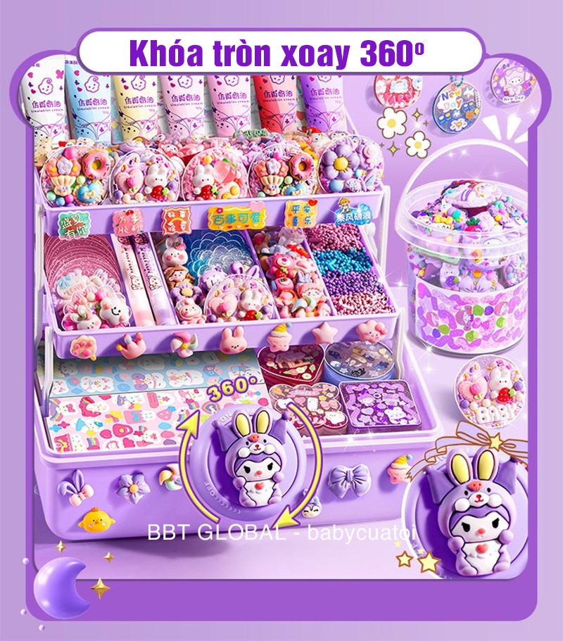 Bộ kem keo dán thẻ Goo hộp 3 tầng, bé tự làm quà tặng người thân 600 chi tiết K-600/P-600
