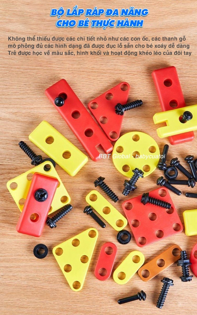 Đồ chơi hộp dụng cụ sửa chữa lắp ráp cho bé RX-904C