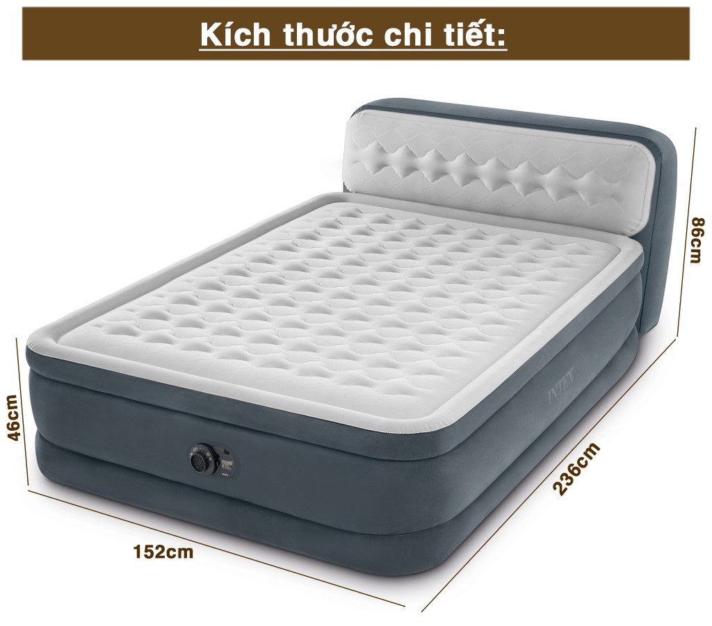 Giường hơi tự phồng công nghệ mới có đầu giường INTEX 64448