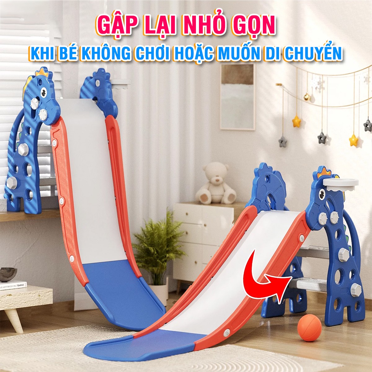 Cầu trượt cho bé chú ngựa xinh xắn dài 135cm BSL300B
