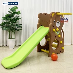 Cầu trượt Hàn Quốc gấu có ném bóng rổ CHD160