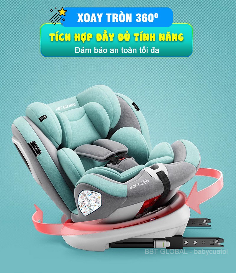Ghế ngồi ô tô cho bé xoay 360 độ, an toàn cho trẻ sơ sinh GX303