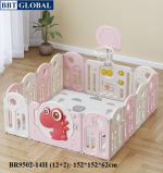 Quây cũi gấp gọn khủng long phiên bản CẢI TIẾN NÂNG CẤP màu hồng BR9502