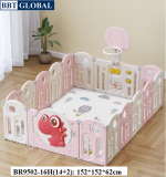 Quây cũi gấp gọn khủng long phiên bản CẢI TIẾN NÂNG CẤP màu hồng BR9502