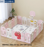 Quây cũi gấp gọn khủng long phiên bản CẢI TIẾN NÂNG CẤP màu hồng BR9502