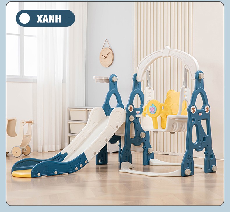 Cầu trượt xích đu máng dài có nhạc CTXD201