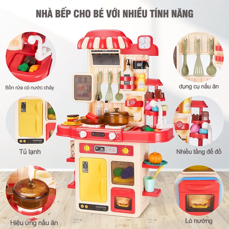 Đồ chơi nhà bếp nấu ăn Đỏ 72cm 48 chi tiết BBT Global G793A