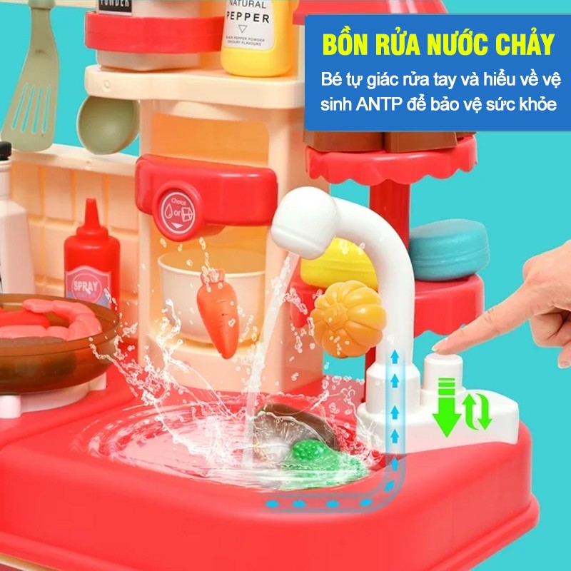 Đồ chơi nhà bếp nấu ăn Đỏ 72cm 48 chi tiết BBT Global G793A
