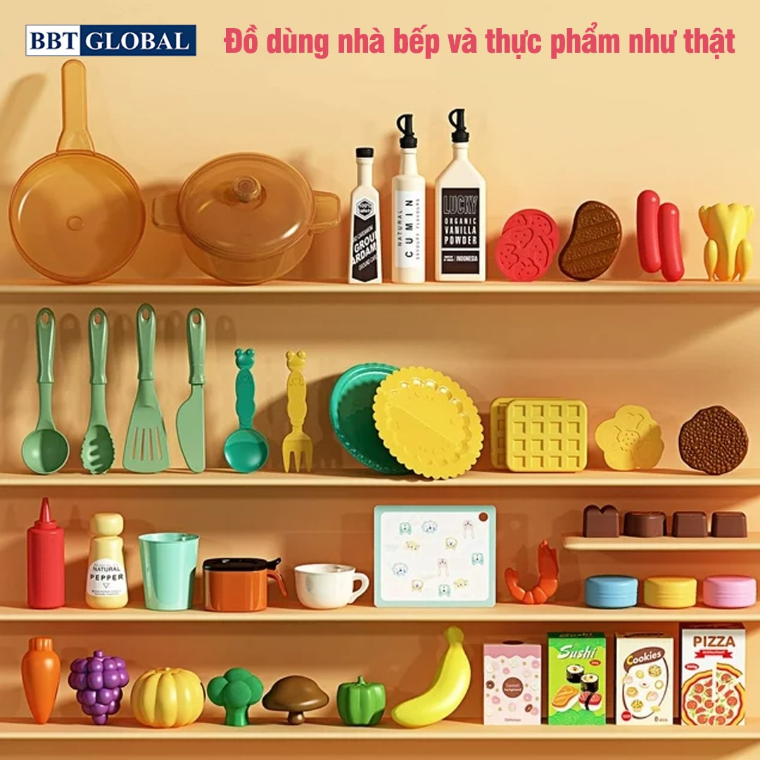 Đồ chơi nhà bếp nấu ăn Xanh 72cm 48 chi tiết BBT Global G792A