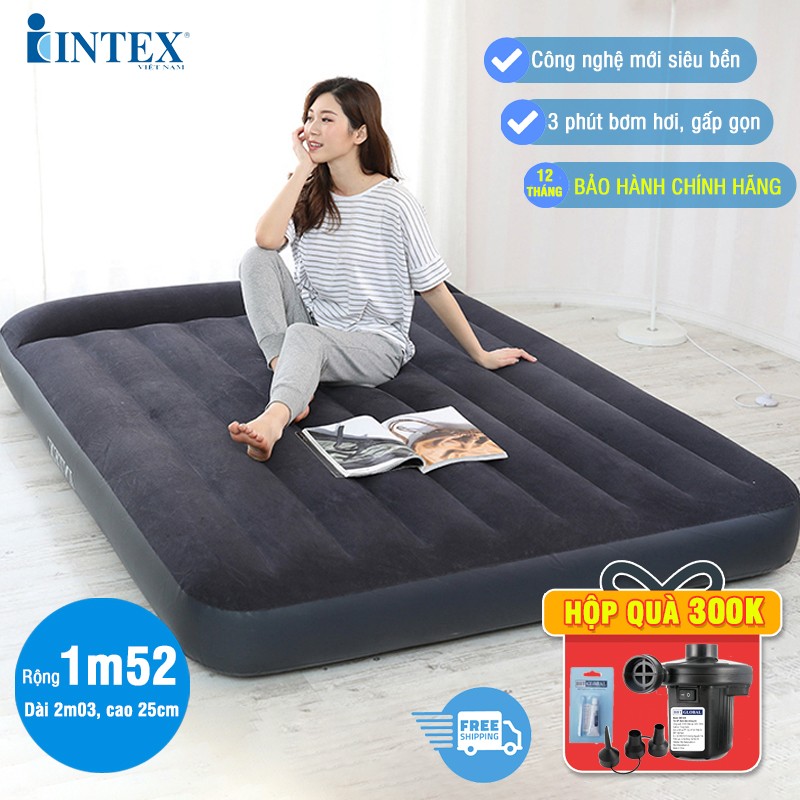 Đệm hơi đôi công nghệ mới tích hợp gối đầu 1m52 INTEX 64143