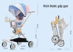 Xe đẩy gấp gọn cho bé xoay 360 độ có bàn và mái che XD306