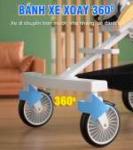 Xe đẩy gấp gọn cho bé xoay 360 độ có bàn và mái che XD306 sắc màu