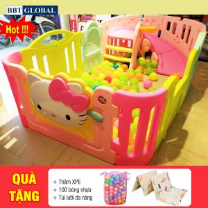 Cầu trượt bể bóng Hàn Quốc Hello Kitty 2 trong 1 Y1712 (Tặng kèm 1 cặp cạnh quây Y1422 hoặc Y1423)