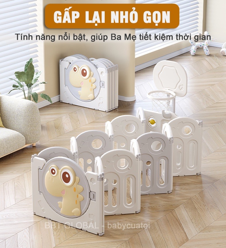 Quây cũi nhựa gấp gọn cho bé có cột ném bóng rổ BR9502