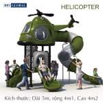 Cầu trượt liên hoàn ngoài trời cao cấp 2 tầng máy bay trực thăng BG-218