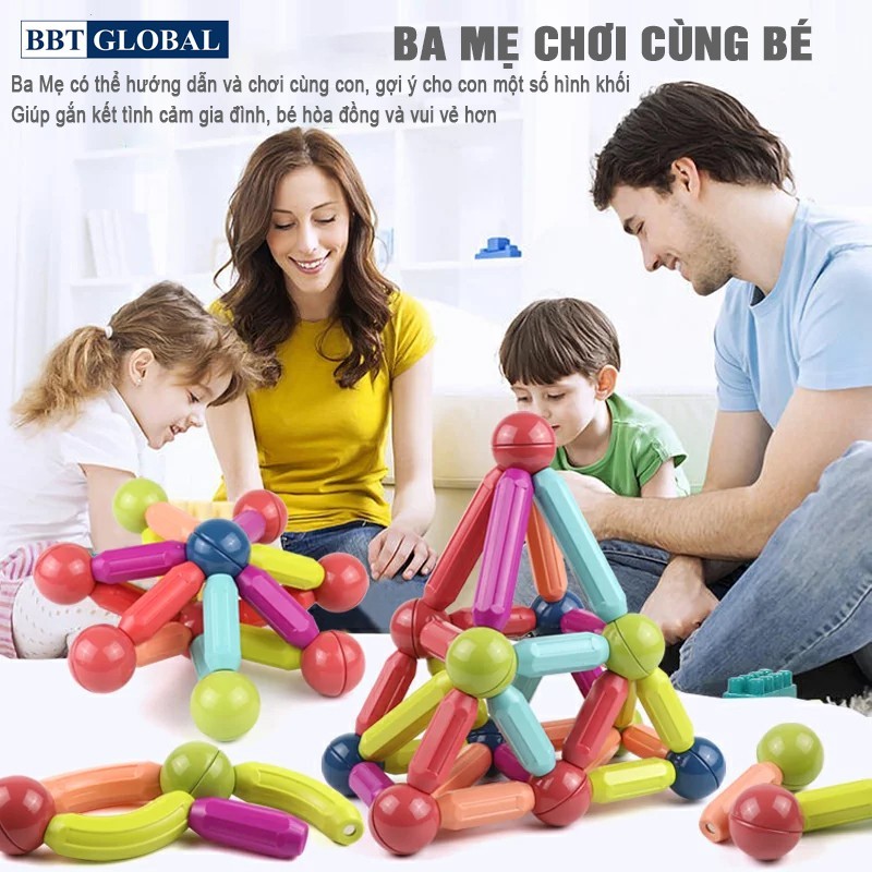 Đồ chơi xếp hình nam châm 130 chi tiết kèm hộp đựng 706-130