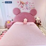 Giường trẻ em gấu đáng yêu cho bé gái bọc đệm GTE-02