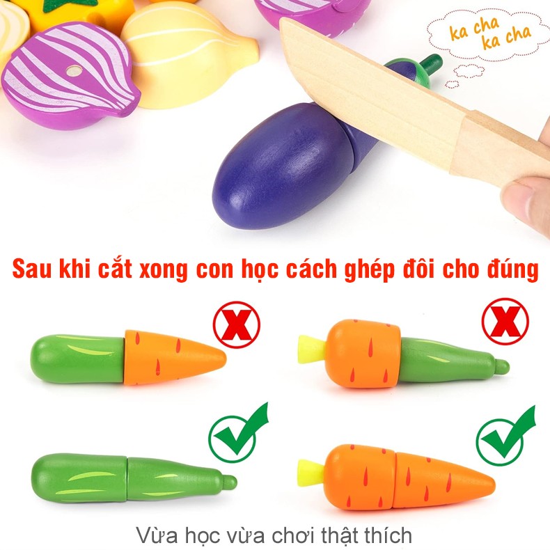 Bộ đồ chơi cắt rau củ quả bằng gỗ cao cấp BBT Global MSN15032