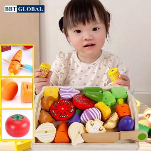 Bộ đồ chơi cắt rau củ quả bằng gỗ cao cấp BBT Global MSN15032