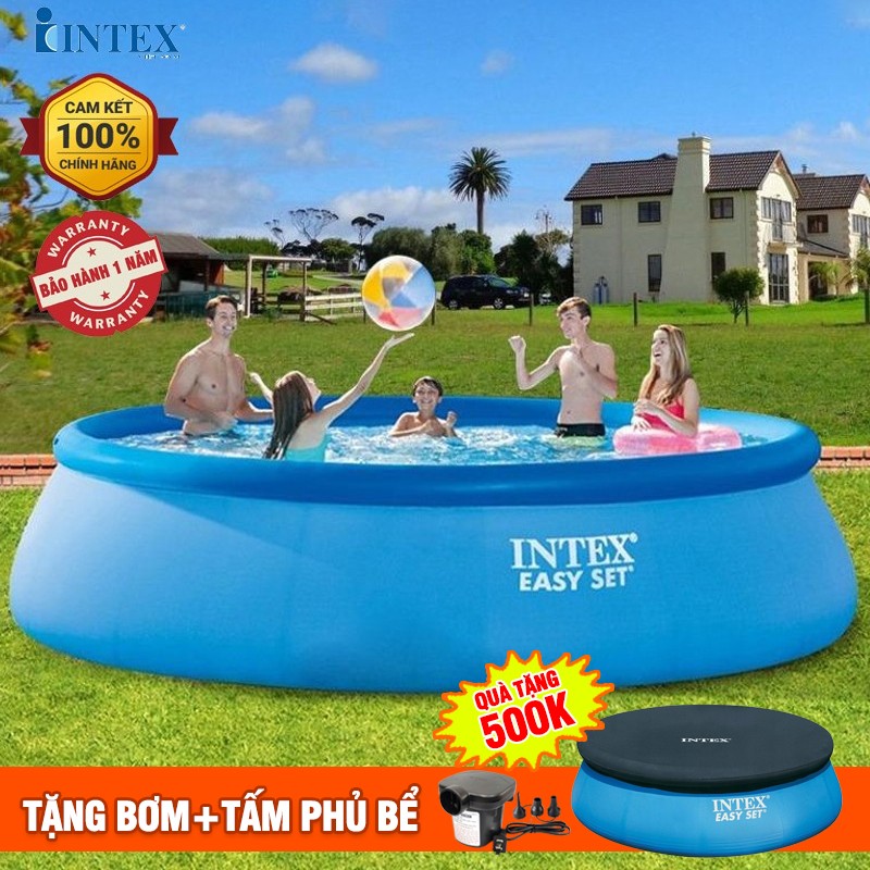 Bể bơi gia đình tròn cổ bơm hơi đường kính 3m96 INTEX 28143