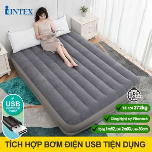 Giường hơi đôi 1m52 cao cấp INTEX 64114 tích hợp bơm điện cổng USB
