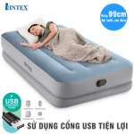 Giường hơi đơn 99cm cao cấp INTEX 64157 tích hợp bơm điện cổng USB
