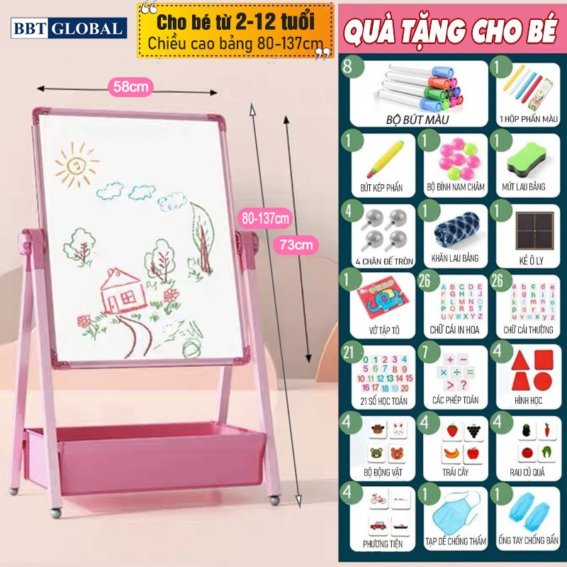 Bảng vẽ trẻ em CỠ LỚN 2 mặt từ tính xóa dễ dàng, không bám bụi A189