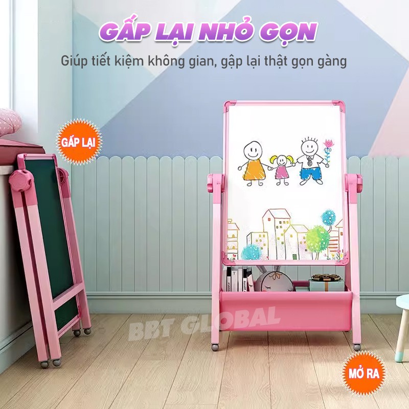 Bảng vẽ trẻ em CỠ LỚN 2 mặt từ tính xóa dễ dàng, không bám bụi A189