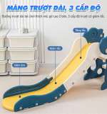 Cầu trượt khủng long máng dài gấp gọn có ném vòng và bóng rổ BBT Global CT200