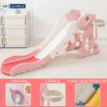 Cầu trượt khủng long máng dài gấp gọn có ném vòng và bóng rổ BBT Global CT200