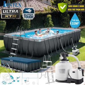 Bể bơi khung kim loại siêu cao cấp DELUXE 7m32 máy lọc điện phân INTEX 26368