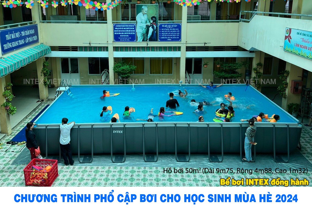Bể bơi khung kim loại siêu cao cấp DELUXE 9m75 máy lọc điện phân INTEX 26378