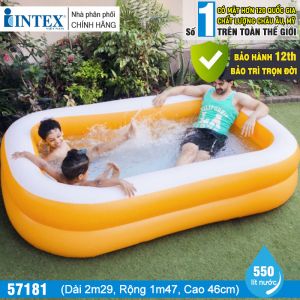 Bể bơi phao hình chữ nhật 2m29 màu cam INTEX 57181