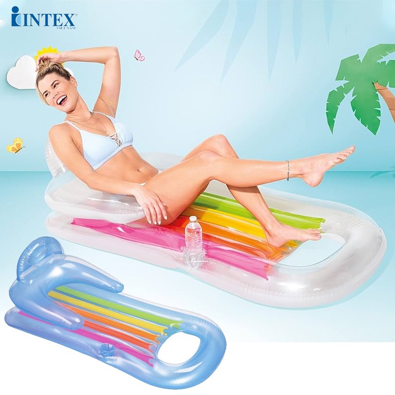 Phao nằm thư giãn cao cấp có tay vịn và lỗ để cốc INTEX 58802