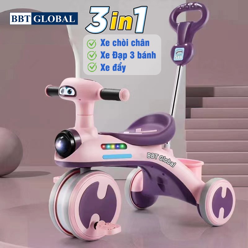 Xe đạp cho bé 3 bánh có tay đẩy đa năng BBT Global Q10M