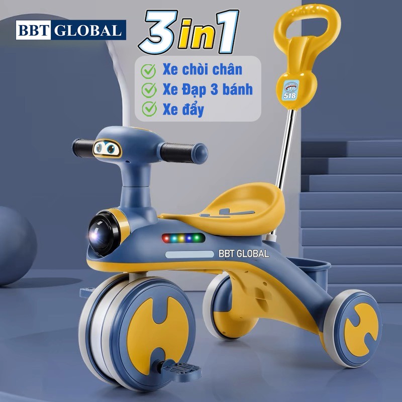 Xe đạp cho bé 3 bánh có tay đẩy đa năng BBT Global Q10M