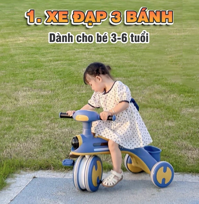 Xe đạp cho bé 3 bánh có tay đẩy đa năng BBT Global Q10M
