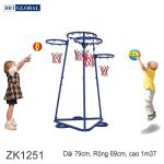 Bộ 3 cột ném bóng rổ ngoài trời khu vui chơi trẻ em ZK1251
