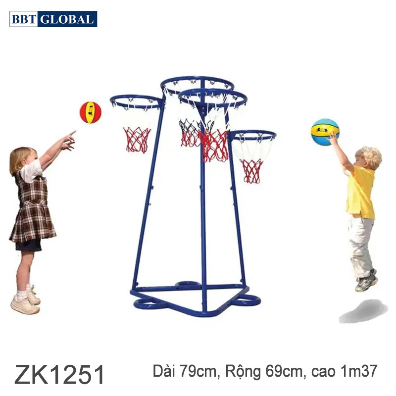 Bộ 3 cột ném bóng rổ ngoài trời khu vui chơi trẻ em ZK1251