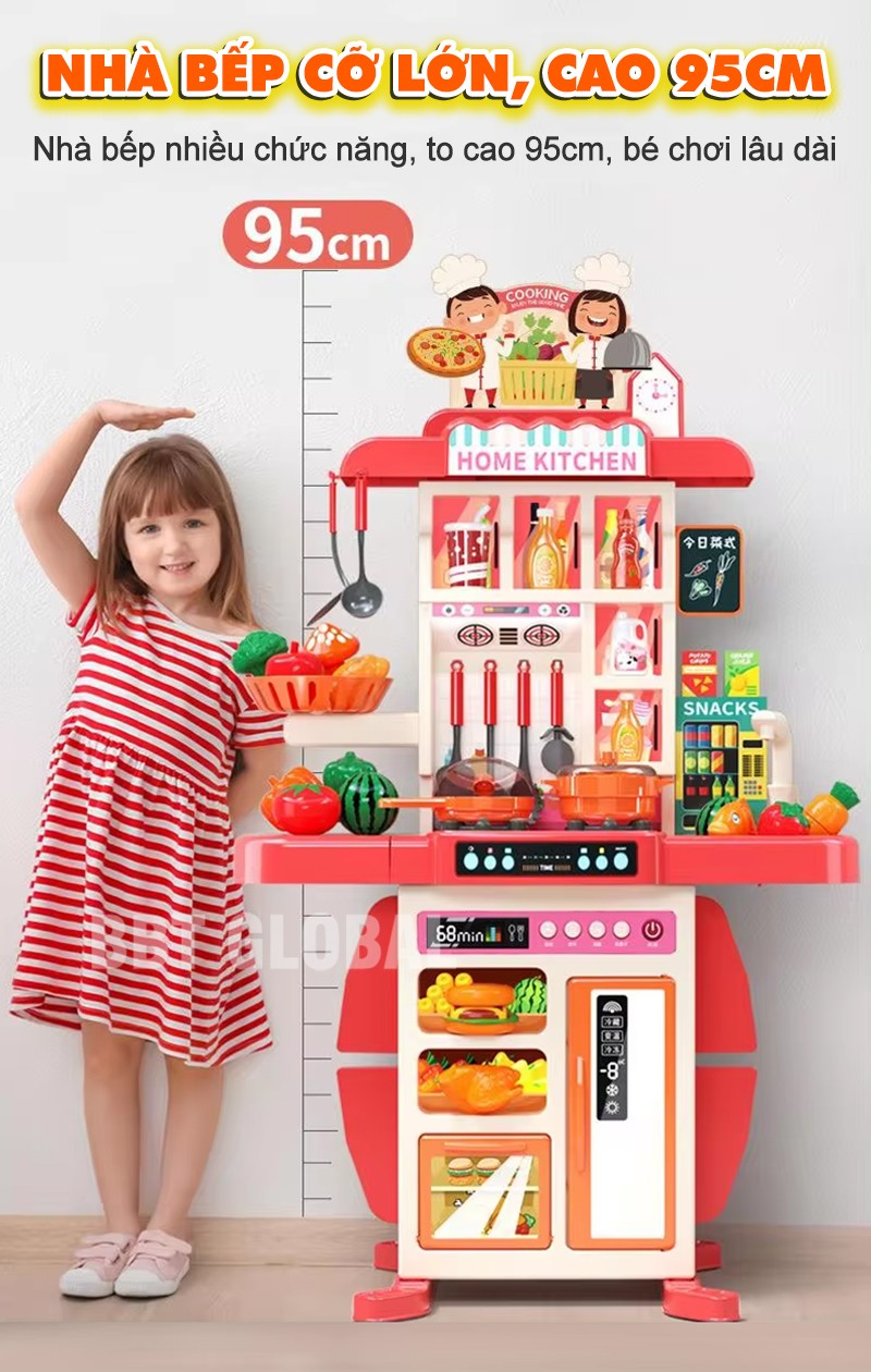 Đồ chơi nhà bếp nấu ăn cho bé cỡ lớn 95cm, 54 chi tiết như thật 839-012