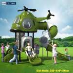 Cầu trượt liên hoàn ngoài trời cao cấp 2 tầng máy bay trực thăng BG-218